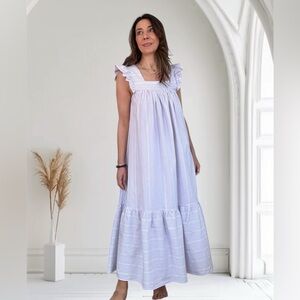 Christy Dawn Blue and White Striped Midi Dress